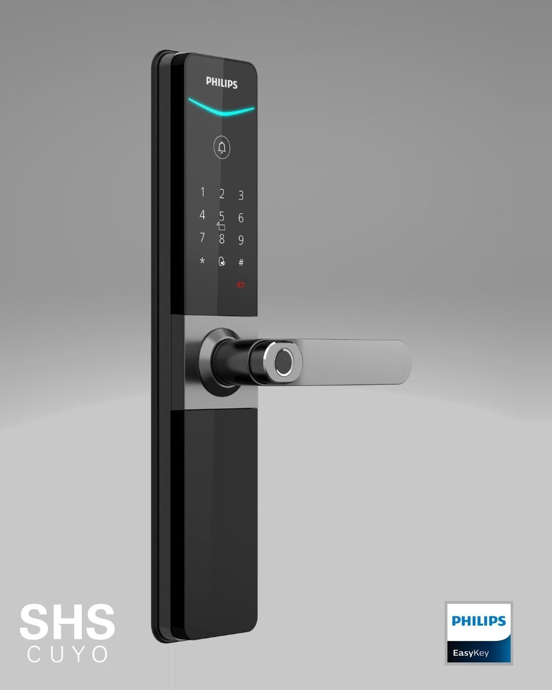 Cerradura digital Philips DDL610-5HBS con picaporte y huella