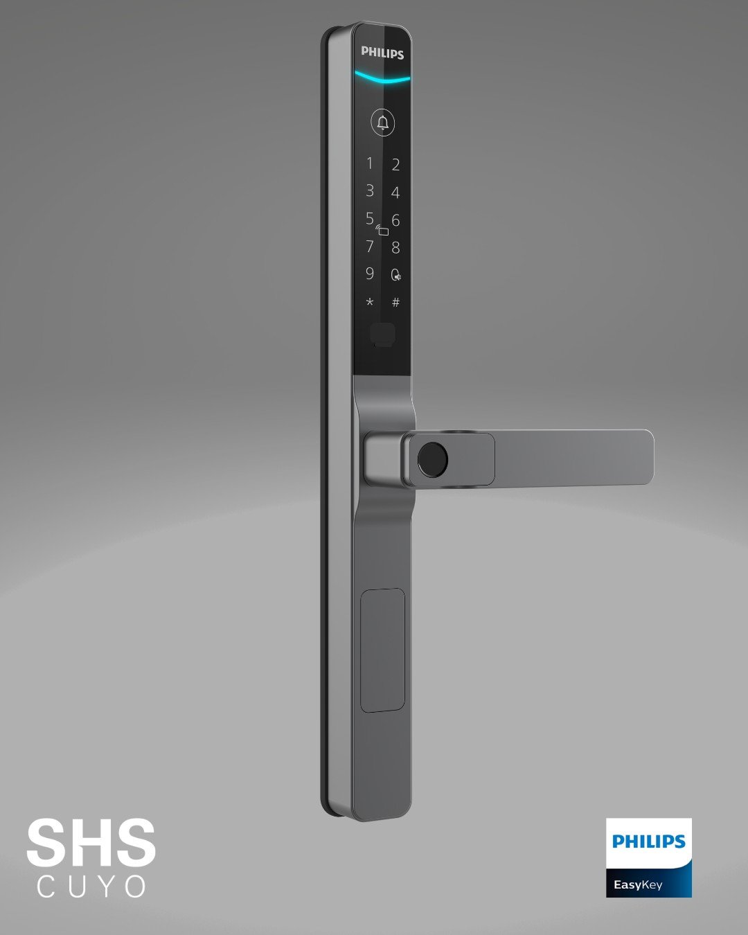 Cerradura digital Philips DDL611S-5HBS de cuerpo angosto para puertas de aluminio