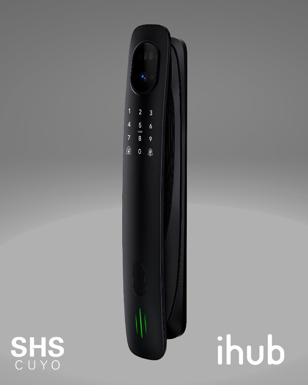 Cerradura digital ihub SHM-M5V con reconocimiento facial, vista exterior e interior